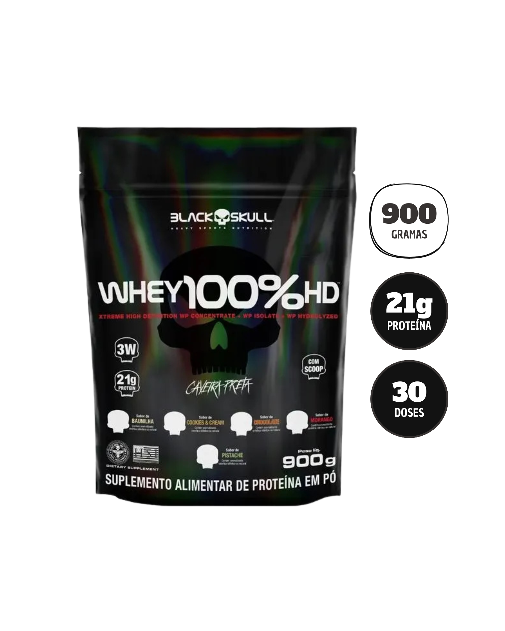 Whey 100% HD Black Skull (Refil)